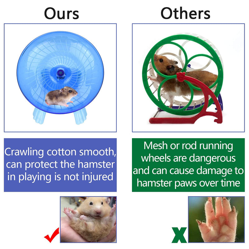Nanaborn Flying Saucer Hamster Wheel Silent Spinner 18cm Quiet Exercise Runner for Cage Dwarf Animal Small Rat (Blue) - PawsPlanet Australia