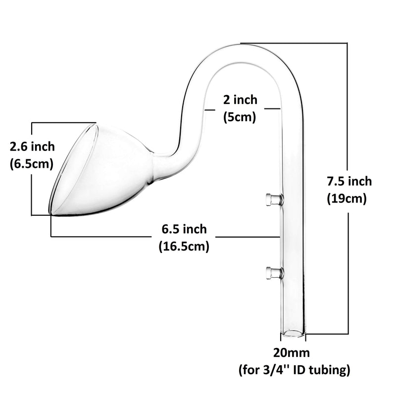 [Australia] - JARDLI Glass Lily Pipe Outflow for Aquarium Planted Tank 20mm for 19/25mm (3/4" ID) tubing 