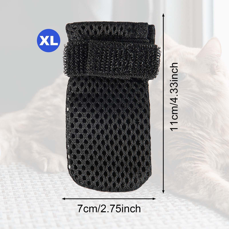 4pcs Anti Scratch Cat Mittens, Adjustable Mesh Cat Shoes, Breathable Cat Paw Protector, Cat Boots for Bathing Pets, Cutting Nails, Checking (XL, Black) XL - PawsPlanet Australia