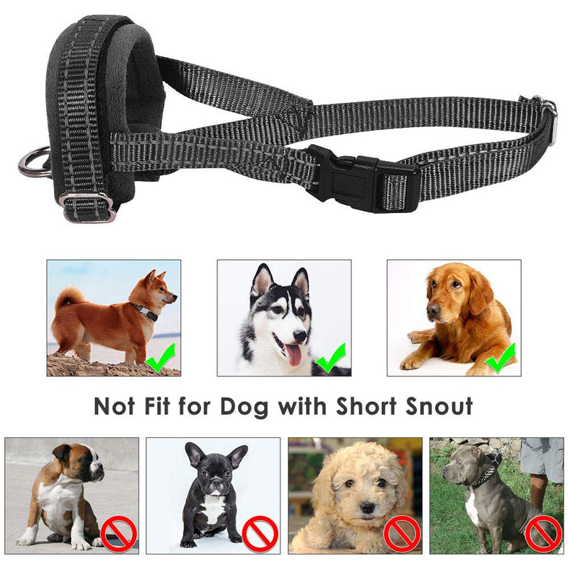 [Australia] - SlowTon Nylon Dog Muzzle, Dog Mouth Cover Adjustable Soft Padded Quick Fit Comfortable Muzzles for Medium Large Dog Outdoor Anti Biting Behavior Training Stop Chewing Barking Attach to Collar Black 