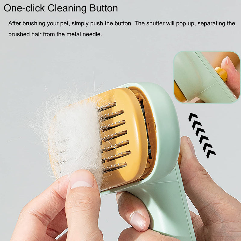 Cat Brush Pet Grooming Brush for Long&Short Haired Dogs Cats,Self Cleaning Slicker Brush Dog Hair Brush for Puppy Kitten Dog Massage and Removal of Loose Fur,Tangled Hair & Mats (green fat needle) green fat needle - PawsPlanet Australia