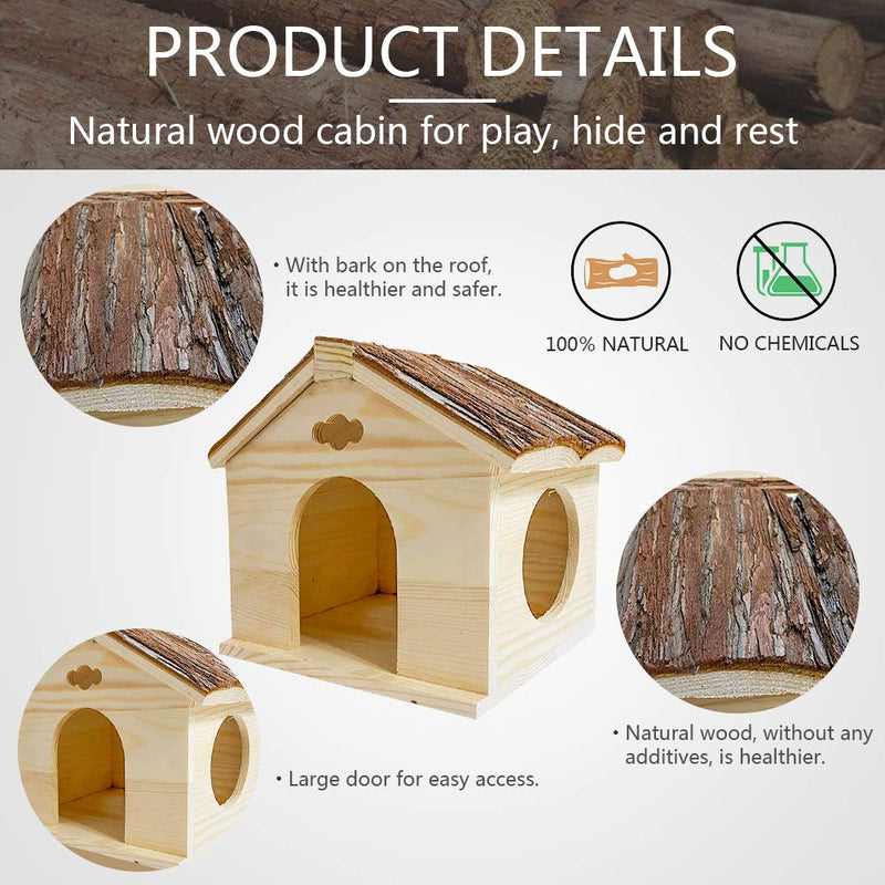 Hamiledyi Hamster Wooden House, Natural Handcrafted Small Animal Hideout Hut Chew Cage Toy for Guinea Pig Chinchilla Rat Mouse Gerbil Hedgehog - PawsPlanet Australia