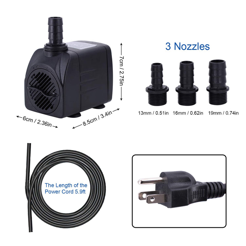 [Australia] - UWND Submersible Water Pump, Water Pump for Fountains, Pool, Pond, Aquarium, Hydroponics (400GPH,25W 