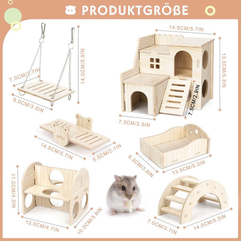 Bomoya Pack of 6 DIY hamster toys made of wood, hamster house made of wood, hamster hiding place, hamster chew toy, toy accessories for hamsters, guinea pigs, chinchillas, gerbils, dwarf hamsters - PawsPlanet Australia