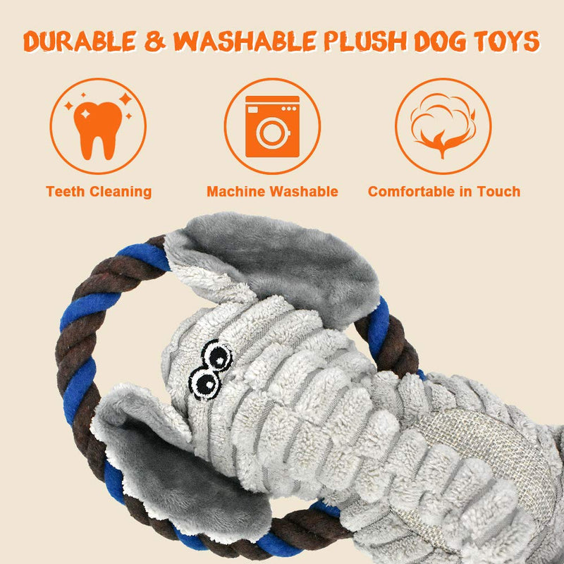 RIO Direct Squeaky Dog Toys, 3 Pack Durable Dog Plush Toys Chew Toys, Interactive Dog Toys Training Toys for Puppy Small Medium Dogs Playing Making Fun - Monkey, Elephant, Lion - PawsPlanet Australia