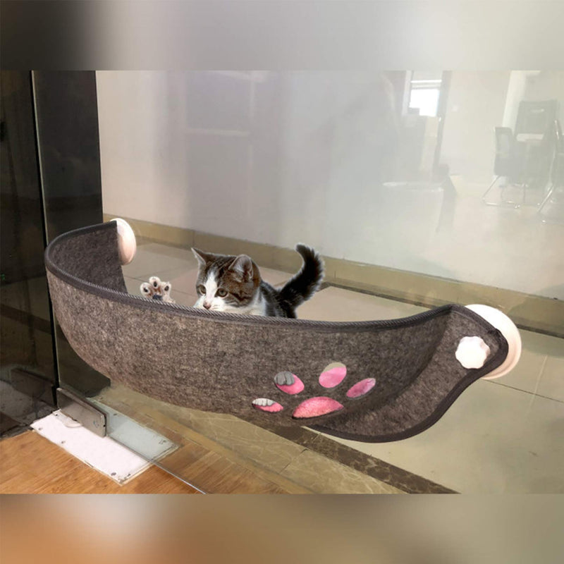 Hamiledyi Cat Window Bed Kitty Sill Hammock Perch Hanging Cats Resting Seat Gray Durable Suction Cup Safe Plush Cushion Pad Soft Collapsible Space Saving for Glass Door Floor Sofa 26.4 X 9.8 Inches - PawsPlanet Australia