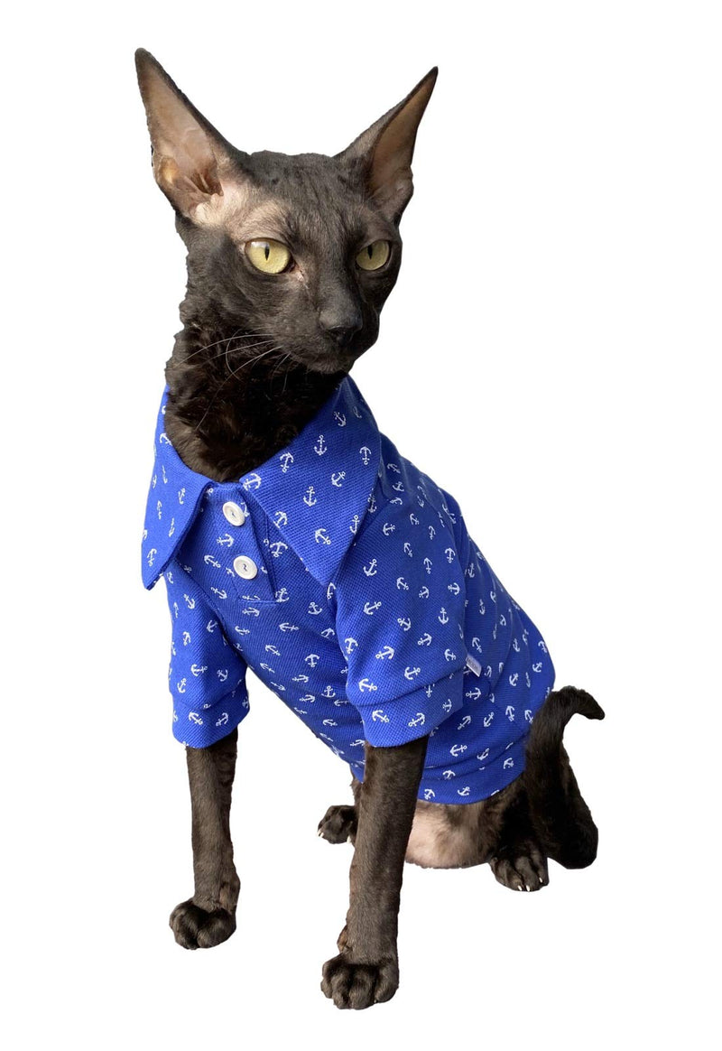 [Australia] - Kotomoda Hairless Cat's Clothes Cotton Polo Sailor for Sphynx Cats L 