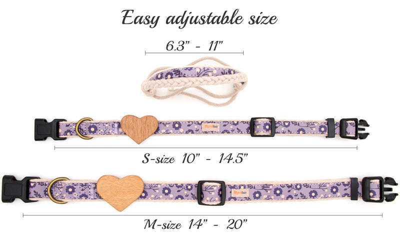 [Australia] - Matching Dog Collar Heart & Owner Friendship Bracelet, Adjustable Size Small & Medium, Durable, Pet-Friendly Hemp with Fancy Pattern, Soft, Comfortable & Strong, Great Gift for Dog Lovers Purple 