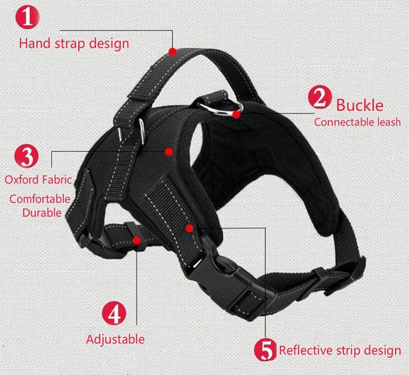 UNIVERSESTAR Dog Harness No-Pull Pet Harness, Adjustable Outdoor Walking Pet Reflective Oxford Soft Vest with Handle Easy Control for Small Medium Large Dogs (M,Red) - PawsPlanet Australia