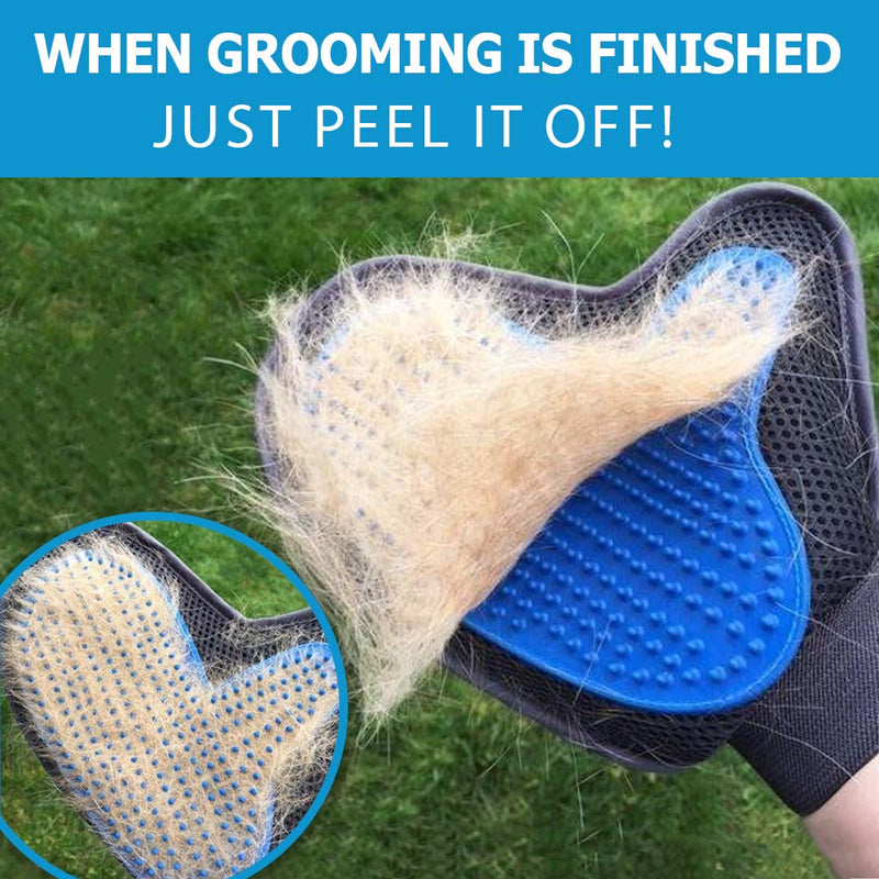 [Australia] - 2-in-1 Pet Glove: Grooming Tool + Furniture Pet Hair Remover Mitt - for Cats & Dogs - Long & Short Fur - Gentle Deshedding Brush - Your Pet Will Love It 