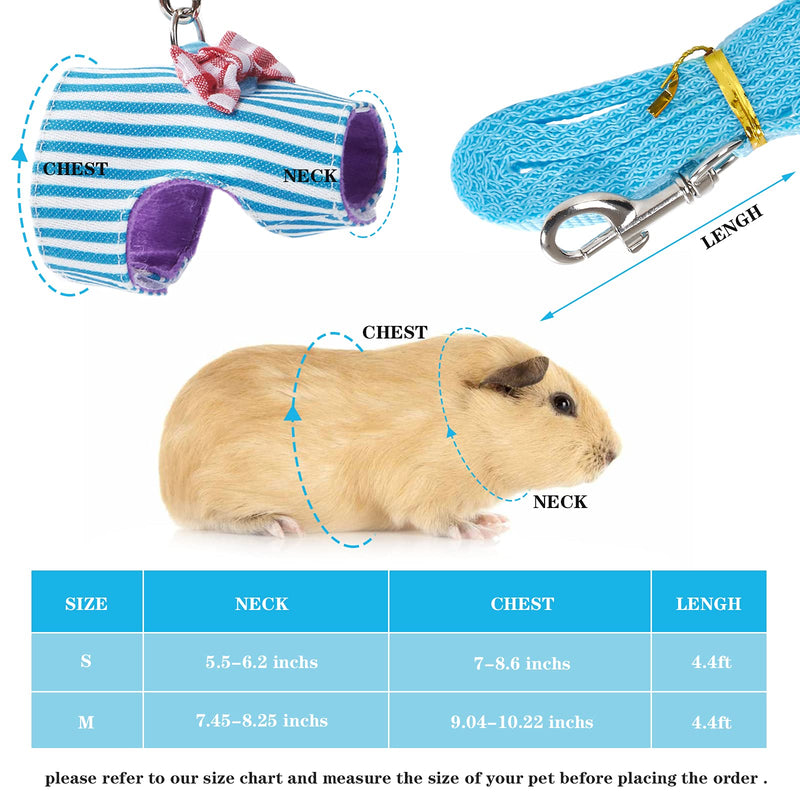 PetSeason Small Pet Cute Harness, Adjustable Vest and Leash Set for Guinea Pig Hamster Blue, Black (2 Pack) S - PawsPlanet Australia