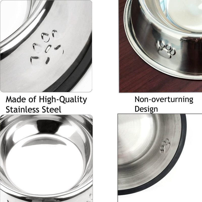 2 Stainless Steel Dog Bowls, Dog Feeding Bowls, Dog Plate Bowls with Rubber Bases, Small, Medium and Large Pet Feeder Bowls and Water Bowls XS-7oz - PawsPlanet Australia