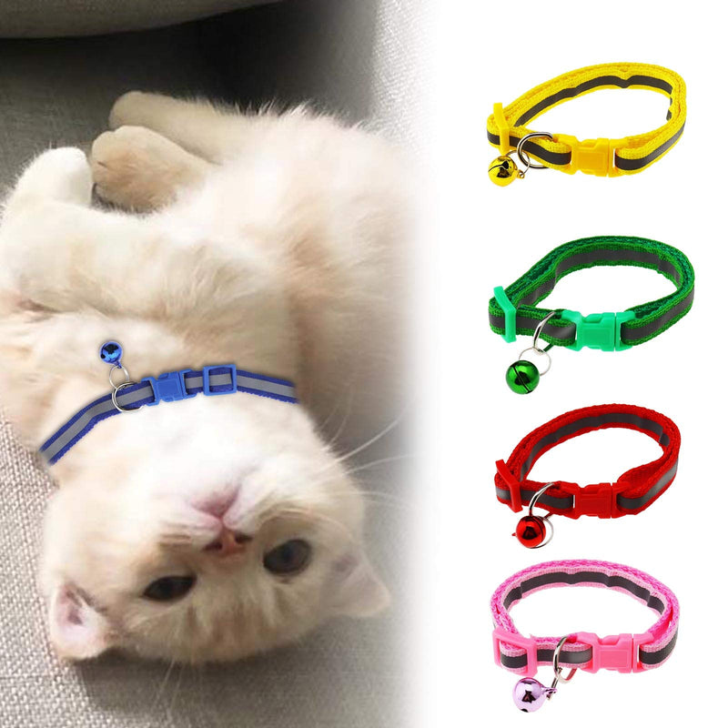 OTOTEC 12 Pcs Cat Reflective Breakaway Collars with Bell Set Assorted Color Adjustable Safety Release Pet Kitten Collar Replacement for 19-32cm - PawsPlanet Australia