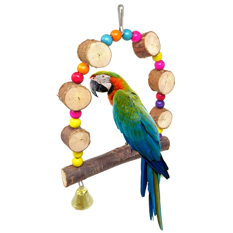[Australia] - HONBAY Wooden Bird Swing Perch Parrot Hanging Toy for Small Sized Birds 