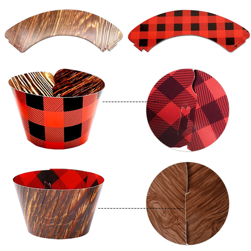 36 Pack Christmas Buffalo Plaid Cupcake Wrappers for Christmas party decorations, Red and Black plaid - PawsPlanet Australia