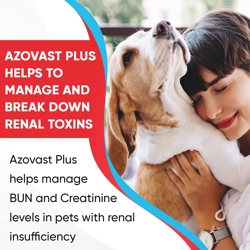 Azovast Plus Kidney Health Supplement for Dogs & Cats, Oral Powder (6 Oz) - (120 Doses/ Jar) NO Refrigeration Required - Help Support Kidney Function & Manage Renal Toxins (Made in U.S.A) - PawsPlanet Australia