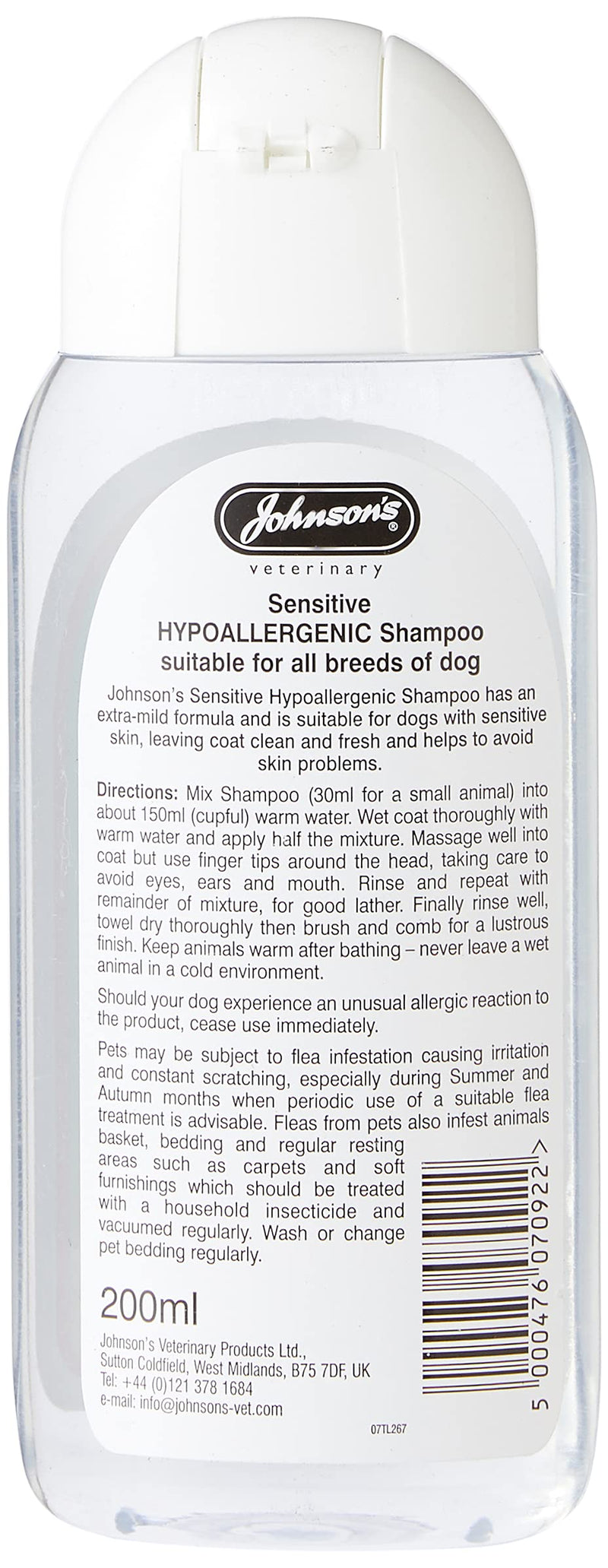 Johnson's Vet Hypo-Allergenic Shampoo, 200 ml, transparent - PawsPlanet Australia