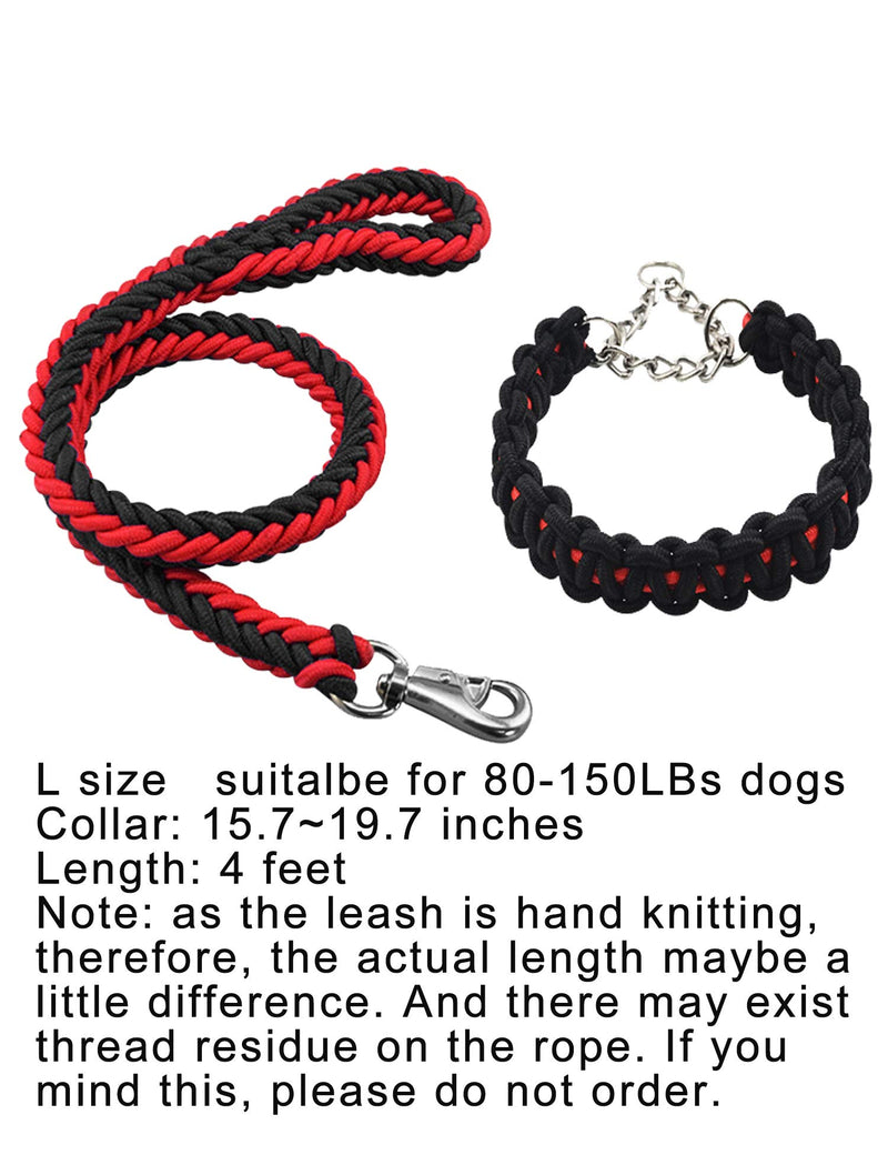 [Australia] - FKXG Dog Leash and Collar Set, Leash Set for Dog Including,Collar, Dog Training Leash (2 in 1), for Medium and Large Dogs, Perfect for Daily Training, Walking, Hiking (80-150 LBs) L Red and Black 