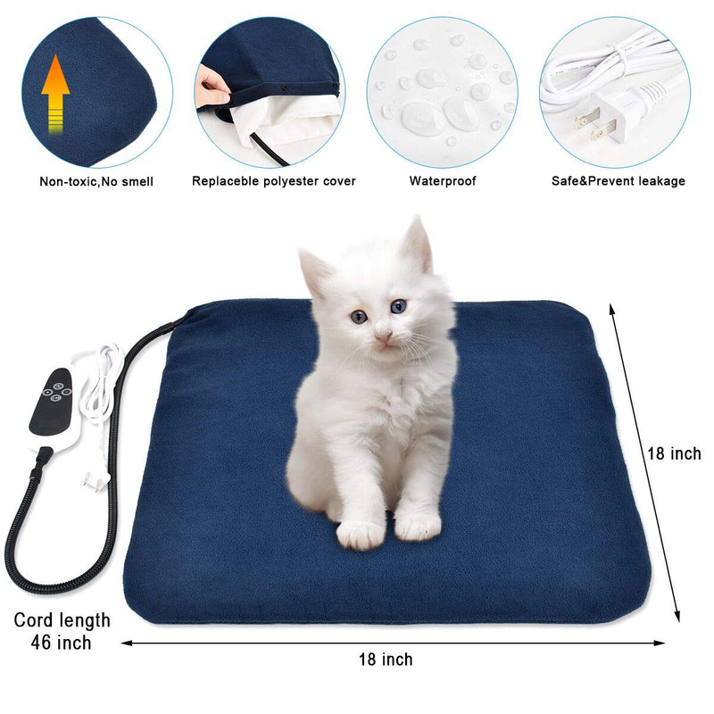 [Australia] - RIOGOO Pet Heating Pad, Electric Heating Pad for Dogs and Cats Indoor Warming Mat with Auto Power Off M:18" x 18" 