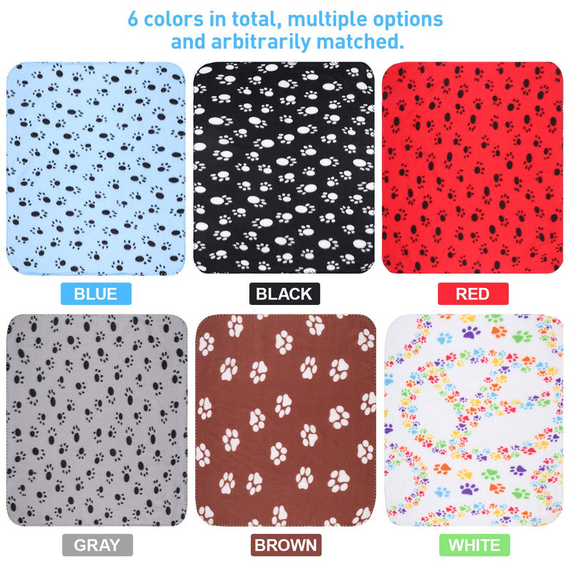 POPETPOP 6 Pack Puppy Blanket Cushion Dog Cat Fleece Blankets Pet Sleep Mat Pad Bed Cover Paw Print Kitten Soft Warm Pet Blankets - 60 * 70cm - PawsPlanet Australia