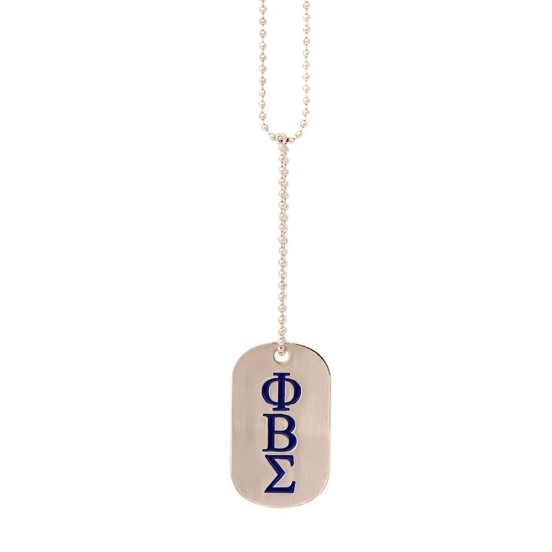 [Australia] - Desert Cactus Phi Beta Sigma Fraternity Silver Dog Tag Necklace with Crest Greek Sigma (Silver Dog Tag) 