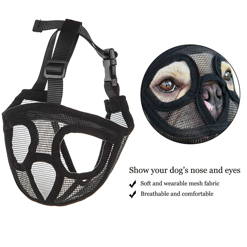 Dog Muzzle for Short Snout Dogs Cat Muzzle with Eyehole Adjustable Breathable Mesh Dog Muzzle Anti-Biting Chewing Barking Training Dog Mouth Cover for Pekingese, Shih-Tzu, Pug Short Snout Dog Muzzle S - PawsPlanet Australia