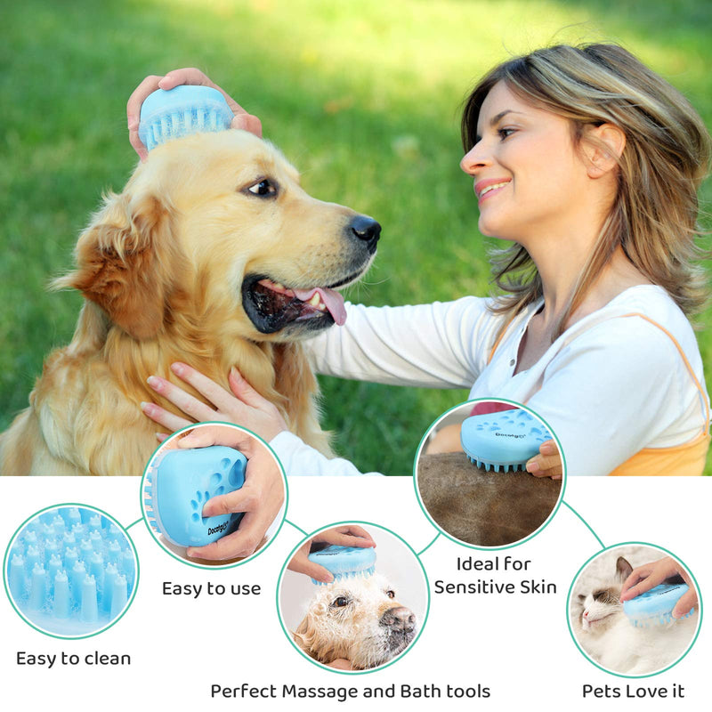 Docatgo Dog Cat Puppy Bath Brush, Grooming Massage for Short or Long Haired Pet, Easy to Clean Slicker Gentle Deshedding Comb with Removable Screen, Silicone Bristles Shedding Kit groomi Tool - PawsPlanet Australia