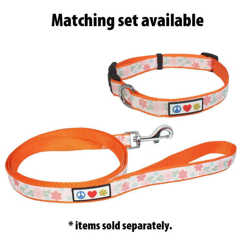 [Australia] - Pawtitas Floral Collar Puppy Collar Pet Collar Training Dog Collar Collar with Flowers Small Dog Collar Orange 