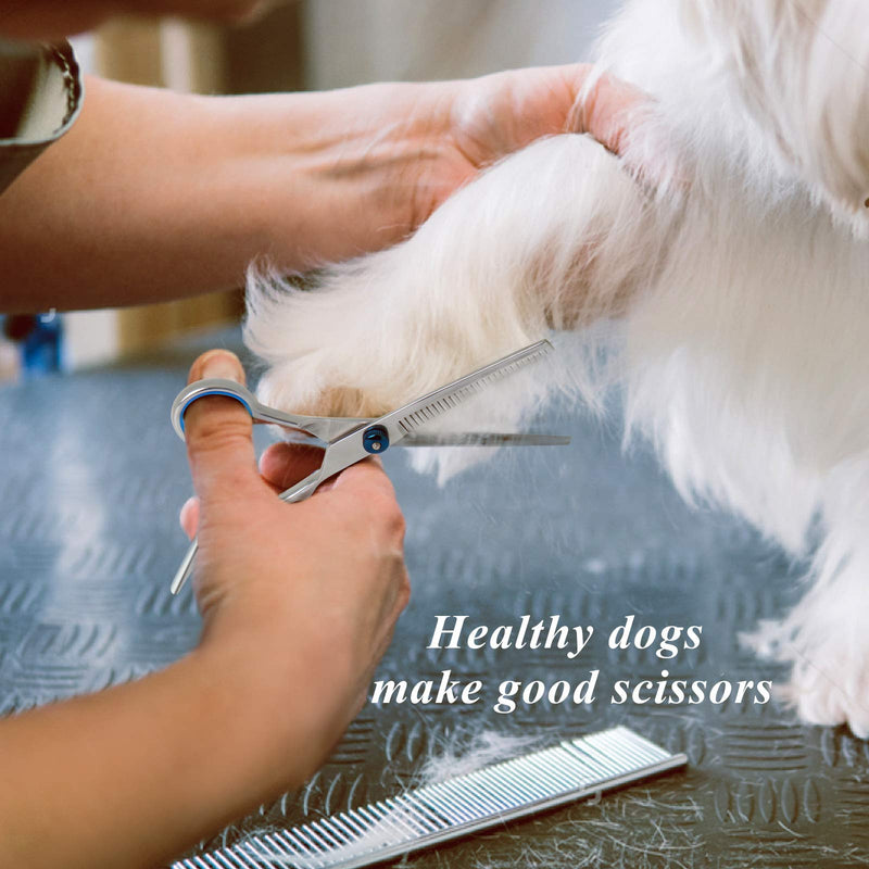 Bubuxy Pet Grooming Scissors Set with Safety Round Tip, Dog Cat Grooming Scissors Kit Include Thinning Scissors Curved Scissors Straight Scissors and Grooming Comb for Dog Cat - PawsPlanet Australia