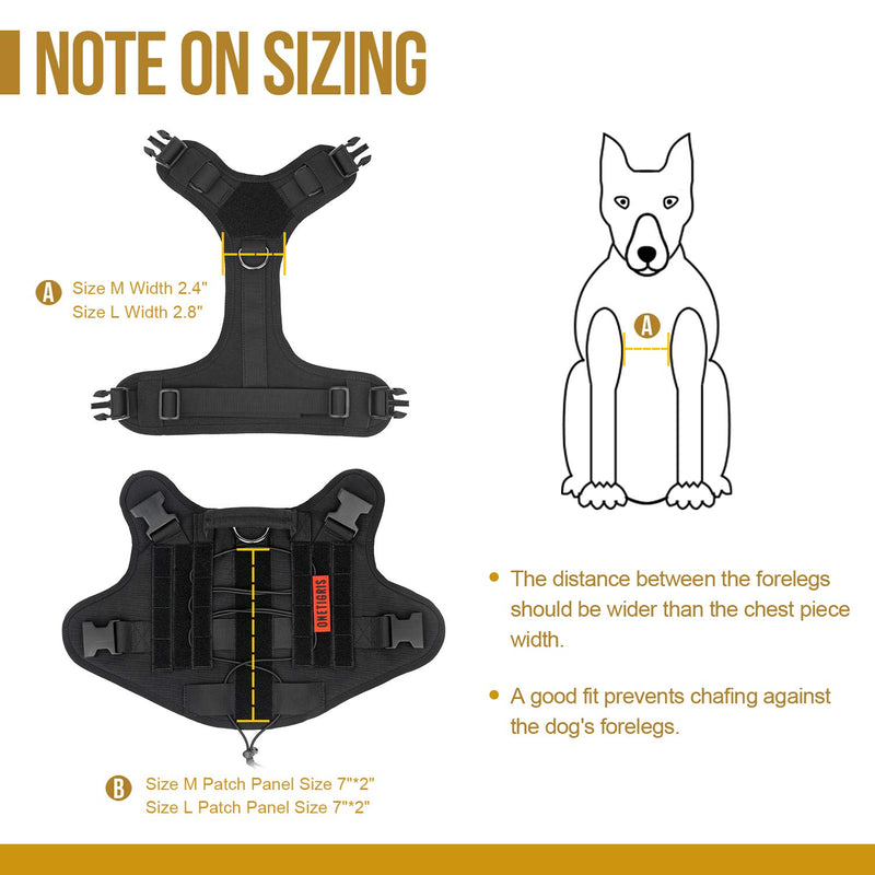 [Australia] - OneTigris Tactical Dog Harness - Fire Watcher Comfortable Patrol K9 Vest (Black, Medium) Black 