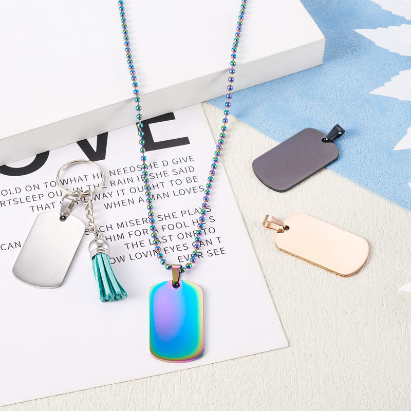 Cheriswelry Blank Stamping Dog Tag Pendant Stainless Steel Personalized Engraving Name Charm Pet ID Name Charms for Necklace Jewelry Black 45x25x1.5mm - PawsPlanet Australia