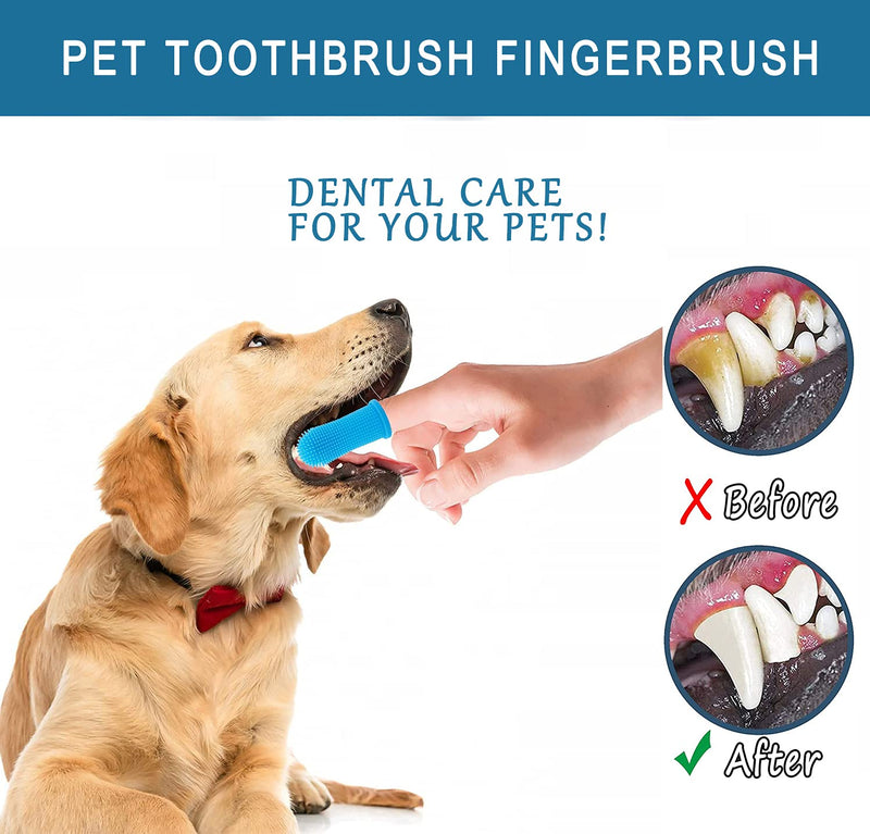 Bileumec Dog Toothbrush Fingerling - 360° Silicone Bristles, Ergonomic Design, Easy to Use, Dental Care for Dogs (Pack of 4) - PawsPlanet Australia