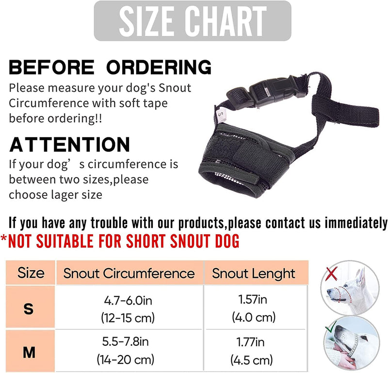 Dog Muzzles Prevent Biting, Eating, Barking and Chewing, Nylon Muzzle for Small Medium Dogs with Breathable Air Mesh, Soft Dog Mouth Guard with Adjustable Straps (M) M - PawsPlanet Australia