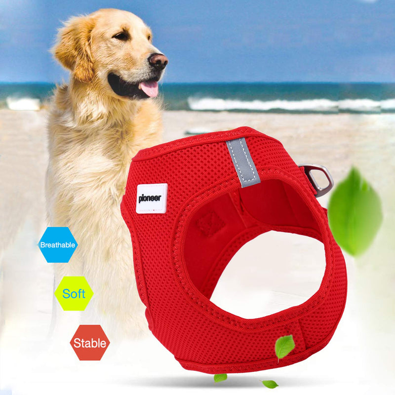 HAPPY HACHI Soft Mesh Dog Cat Harnesses Lightweight Reflective Padded Vest Harnesses for Small Puppy Pet Animal(S 11.42-12.99 in,Red) S Red - PawsPlanet Australia