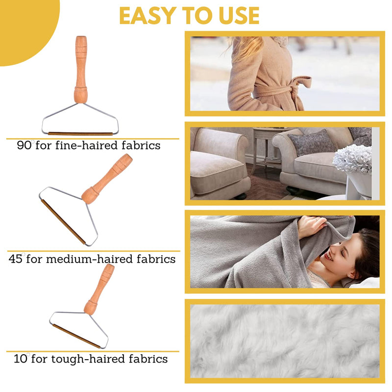 FOSLAP Lint Remover for Carpets - Reusable Lint Roller for pet hairs - Double Sided Copper blades with finest wooden handle - Effective for cleaning clothes, stairs and blanket 1 - PawsPlanet Australia