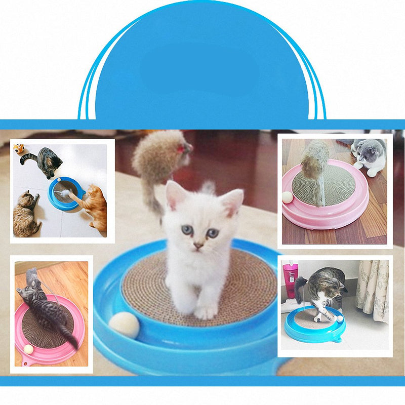 [Australia] - AUOON Cat Scratcher Toy, Cat Turbo Toy, Post Pad Interactive Training Exercise Mouse Play Toy with Turbo and Ball Blue 