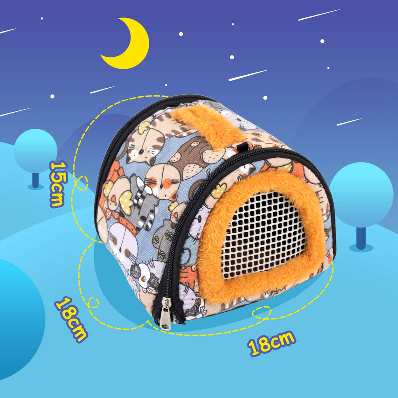 CROWNY Hamster Carrier Bag- Small Animal Portable Breathable Outgoing Bag Small Guinea Pig Hedgehog Carriers with Detachable Strap Double Zipper Travel Pets Cat - PawsPlanet Australia