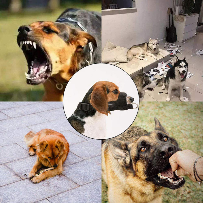 [Australia] - Aucanus Gentle Muzzle for Dogs,Nylon Dog Muzzle for Small,Medium,Large Dogs, Soft Neoprene Padding–Anti-Shedding,Prevent from Biting,Barking and Chewing,Adjustable Loop L 