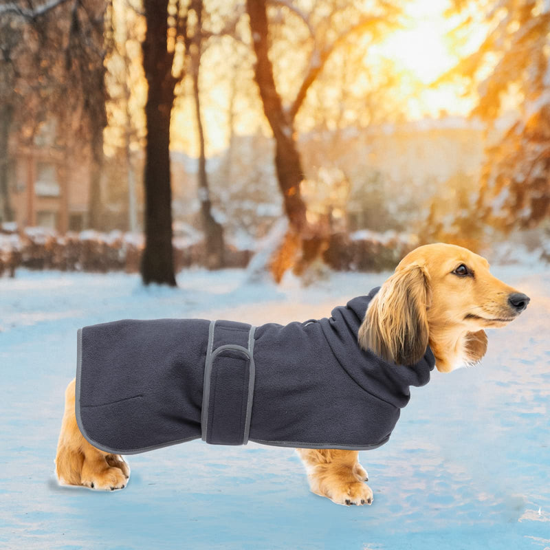 Geyecete Dog Jacket, Dog coat perfect for dachshunds, dog winter coat with padded fleece lining and high collar, dog snowsuit with adjustable bands sizes -Dark Gray-S S Dark Gray - PawsPlanet Australia