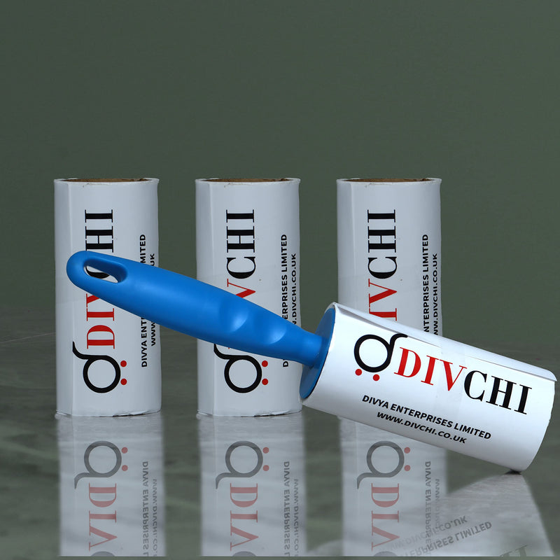 DIVCHI Lint Roller+4 Refill Sticky Replacement Heads Easily and Quickly removes animal fur, hairs, dust and fluff from garments, furniture, carpet, and car seats - PawsPlanet Australia