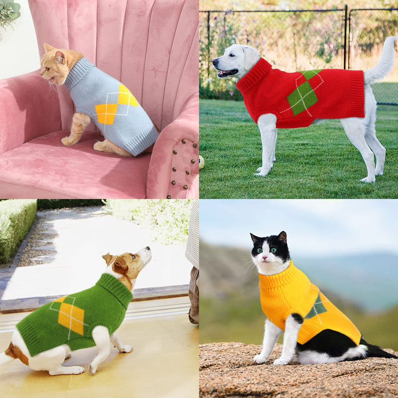 Dog Sweater Vest Knitted Winter Sweater, Winter Warm Dog Cat Sweater Clothes Pet Coat Costume Puppy Sweater, Winter Dog Clothes Pet Sweater for Puppies Small Dogs,Green S Green - PawsPlanet Australia