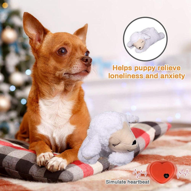 E-More Puppy Toy with Heartbeat, Puppies Separation Anxiety Dog Toy Soft Plush Sleeping Buddy Behavioral Aid Toy Puppy Heart Beat Toy for Puppies Dog Pet, Sheep Shape - PawsPlanet Australia