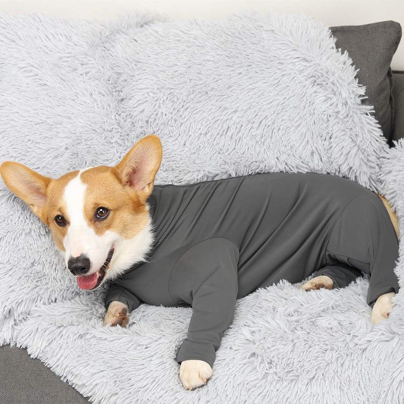 KADUNDI Dog Recovery Suit After Surgery,Pet Surgical Wear For Abdominal Wounds or Skin Diseases Prevent Licking Cone E-Collar Alternative,Bite Post-operative Clothing（XS） XS Grey - PawsPlanet Australia