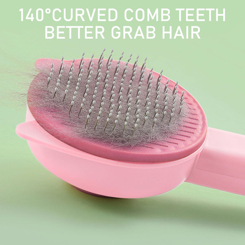 1 Pet Comb with 1 Comb for Fleas, Grooming for Pets with Fine Teeth, Pet Epilator, Massage Brush (Pink) - PawsPlanet Australia