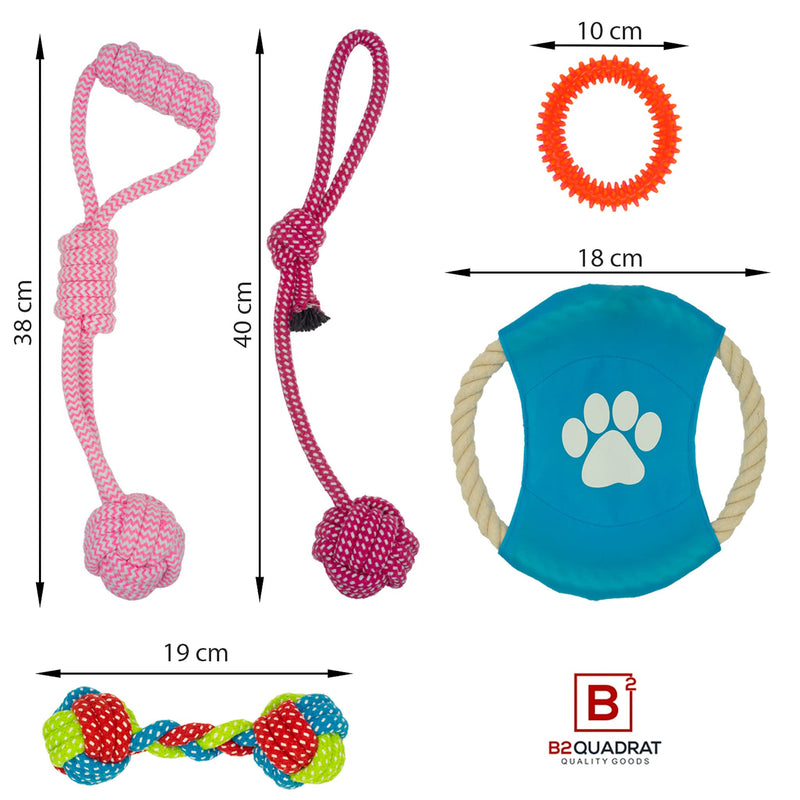 B2Quadrat Dogs dog toys for small to large dogs and puppies, set of 5 for intelligence, robust - PawsPlanet Australia