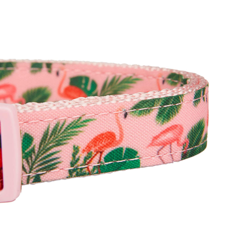 YUDOTE Pink Dog Collar Small with Flamingos Print for Lively Female Girl Dogs Daily Use,Adjustable 25-38cm S: for 25-38cm Neck, 1.5cm Width Flamingo-Pink - PawsPlanet Australia