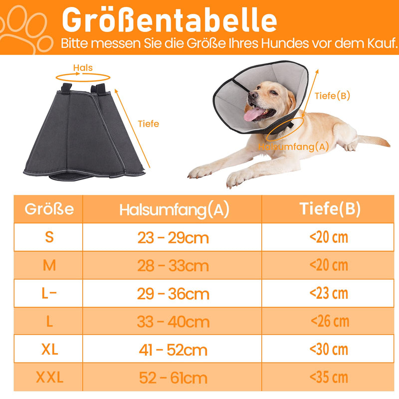 Neck brace for dogs, leak protection, soft protective collar, cone collars, adjustable recovery collar, breathable pet Elizabethan dog collar, black M - PawsPlanet Australia