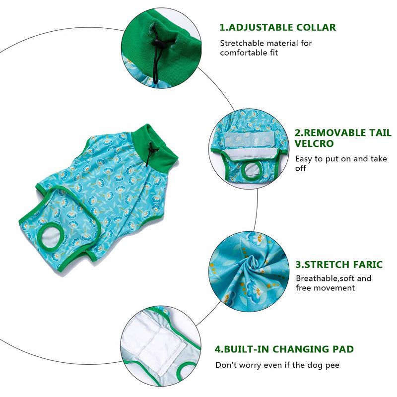 Petwarm Dog Recovery Suit, Puppy Surgery Shirt with Diaper, Cone Alternative After Sugery Soft, Easy to Put?Poo Blue XS - PawsPlanet Australia