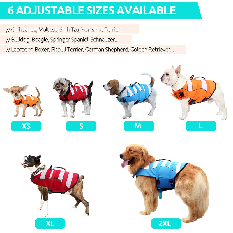Queenmore Dog Life Jacket Adjustable Ripstop Dog Life Vests for Water Safety pet Life Vest with Rescue Handle Safety Vest for Swimming Pool Beach Boating Small Blue - PawsPlanet Australia