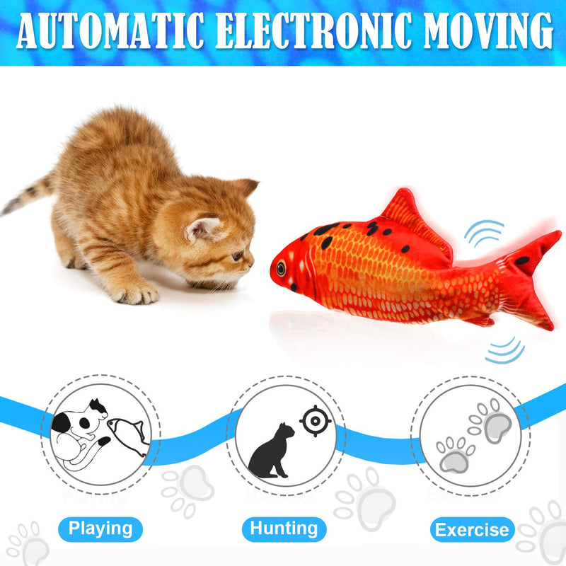 SKYLETY 2 Piece Electric Flopping Fish Moving Fish Cat Toy Wiggle Fish Catnip Toys Motion Kitten Toy for Indoor Cats Pets Kitten - PawsPlanet Australia